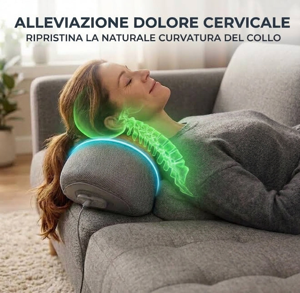 Termarelax Cuscino Cervicale 3-in-1 — Trazione, Calore e Massaggio